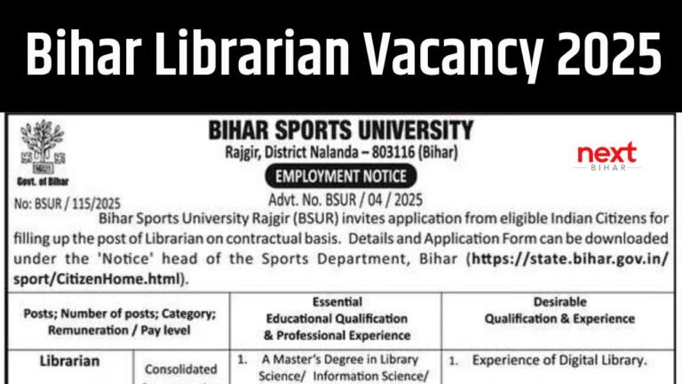 Bihar Librarian Vacancy 2025